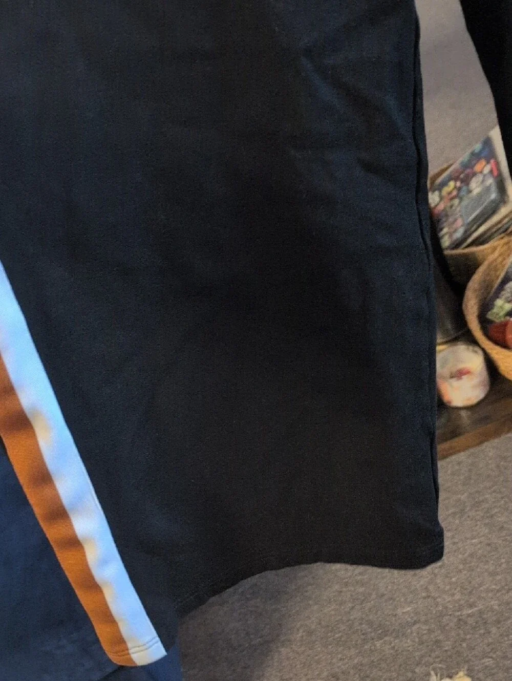 Universal Standard Black Joggers with White & Brown Side Stripes